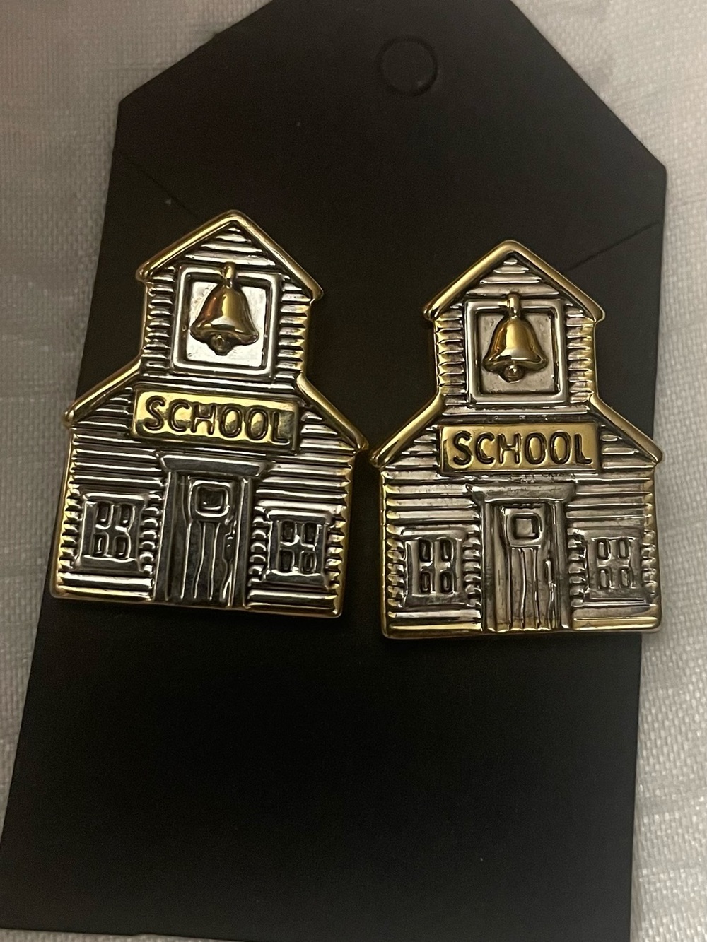 Gold & Silver Vintage School House Stud Earrings